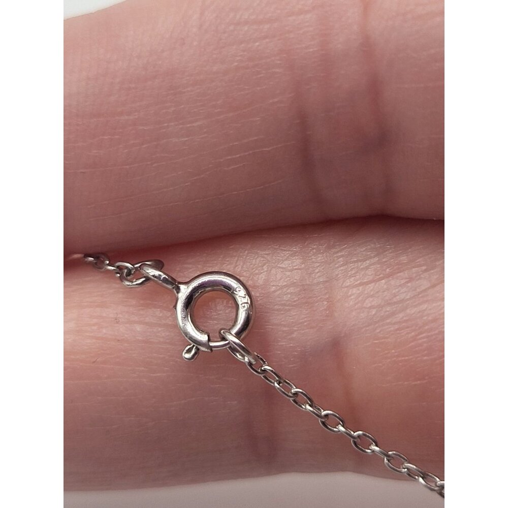 IBB CN 925 Silver & Tiny Diamond Bar Necklace Signed VTG Dainty Minimalist - Picture 7 of 7